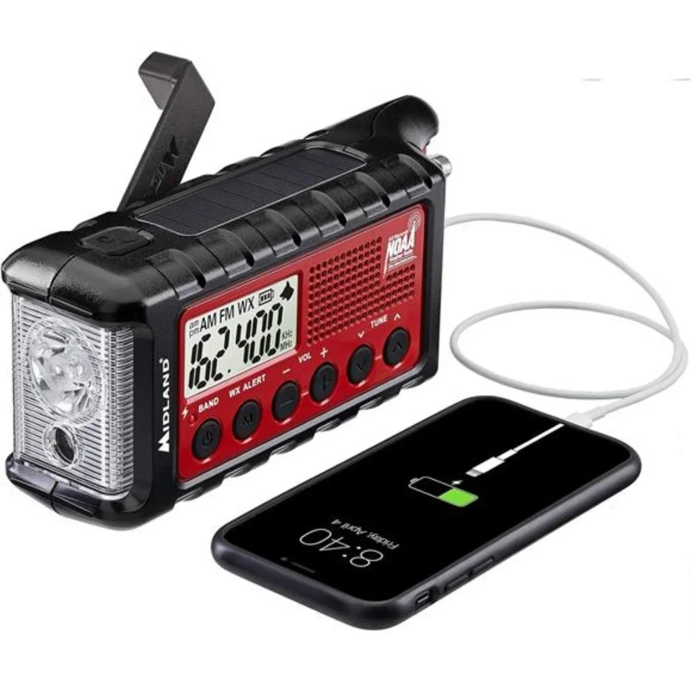 Emergency Crank Weather AM/FM Radio - Multiple Power Sources, SOS Emergency - Picture 1 of 6